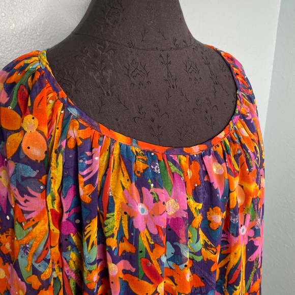 C.D. Daniels Rainbow Floral Plus Size Blouse - Picture 4 of 12